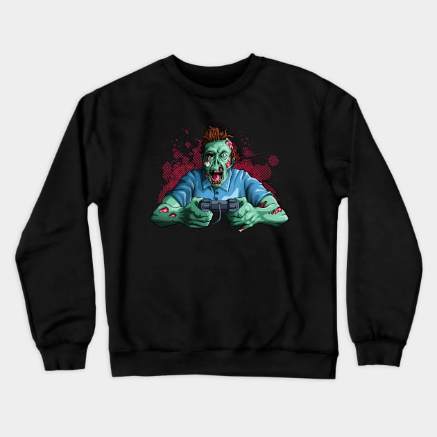 Zombie Video Gamer Halloween Gaming Controller Costume Crewneck Sweatshirt by Blink_Imprints10